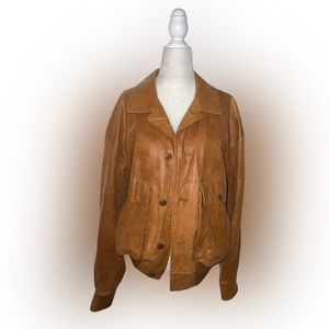 Lamatta Italian rustic leather jacket in desert tan